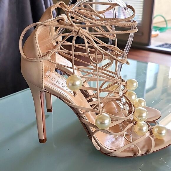 Schutz Leather Wrap Heels - Picture 2 of 7